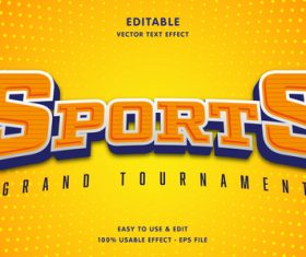 Sports grand tournament fully editable vector text effect
