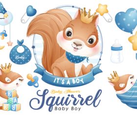Squirrel watercolor illustration vector