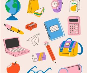 Student supplies elements collection vector