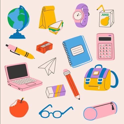 Student supplies elements collection vector