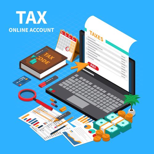 Tax online account cartoon illustration vector