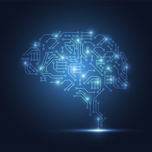 Technological brain abstract circuit board vector