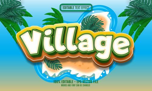 Village 3D vector text effect