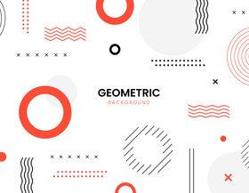 White and red background with geometric shapes vector