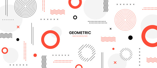 White and red background with geometric shapes vector