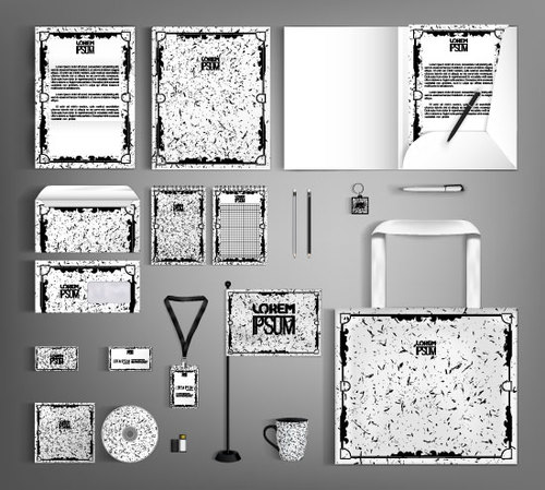 White office supplies set design vector
