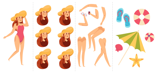 Woman animation character template vector
