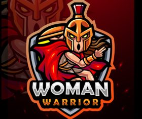 Woman warrior game logo vector