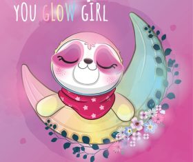 You glow girl watercolor illustration vector
