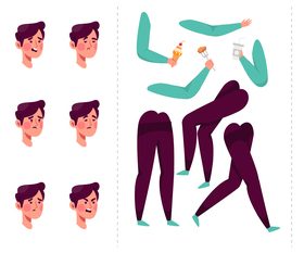 Young man character cartoon template vector