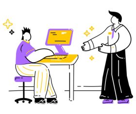 colleague gives work advice vector