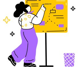 woman planning a strategy on the board vector