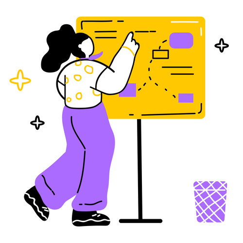 woman planning a strategy on the board vector