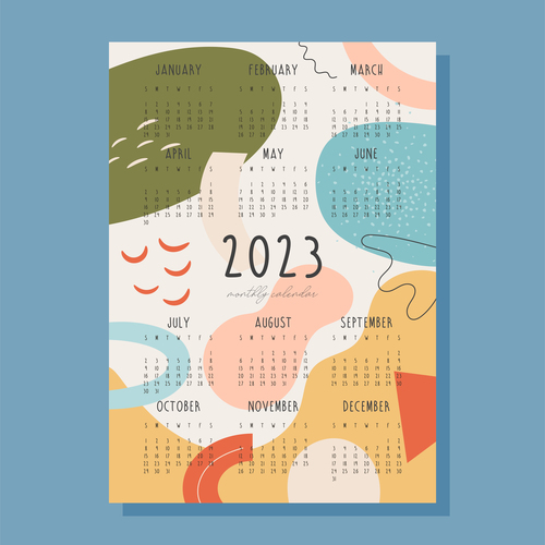 2023 year monthly calendar vector illustration
