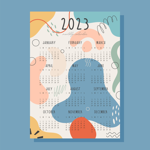 Abstract background 2023 year monthly calendar vector illustration