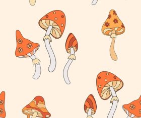 Autumn groove seamless pattern with mushrooms vector