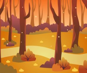Autumn jungle panoramic illustration vector