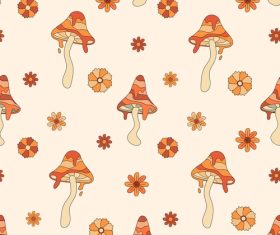Autumn seamless pattern vector of cartoon mushroom background