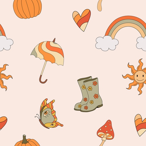 Beautiful autumn seamless cartoon pattern vector