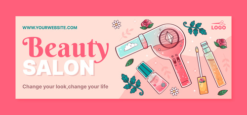 Beauty salon social media cover vector