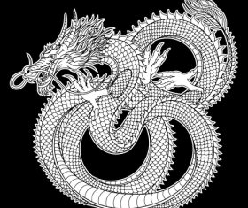 Black and white dragon tattoo vector