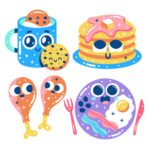 Breakfast sticker vector