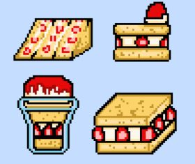 Cake pixel art vector