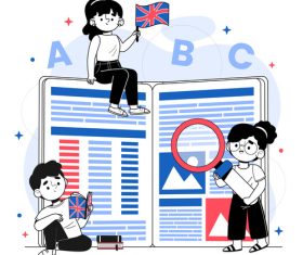 Children learn english illustration vector