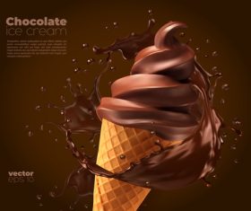 Chocolate ice cream dessert vector