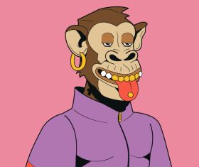 Cool nft style ape illustration vector