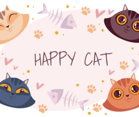 Cute smiling cats characters illustration vector