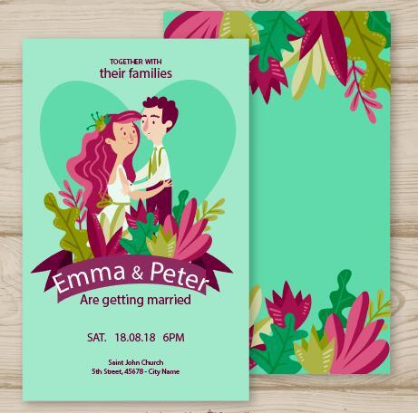 Cute wedding invitation card design vector