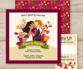 Design cartoon wedding invitation card vector