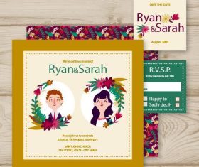 Design cartoon wedding stationery vector