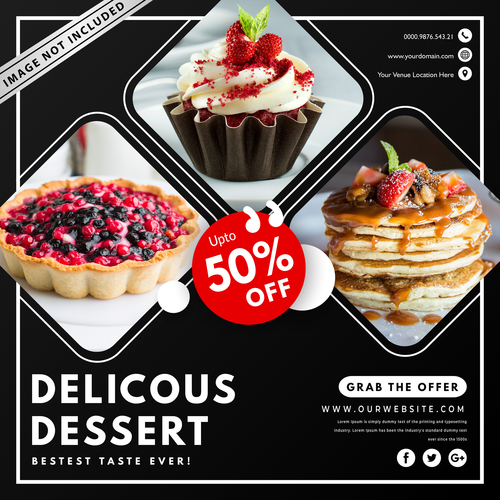 Dessert promo flyer vector