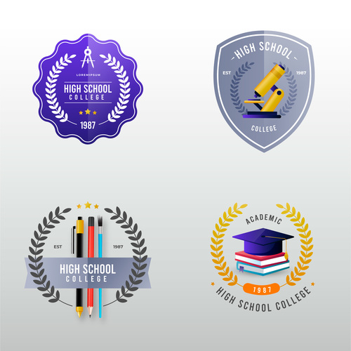 Different school badges logo vector