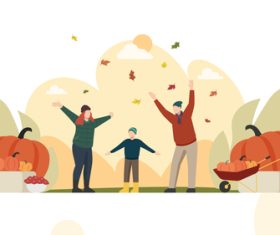 Family celebrating autumn illustration vector