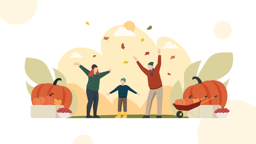 Family celebrating autumn illustration vector