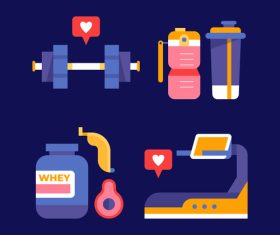 Flat design workout routine elements collection vector