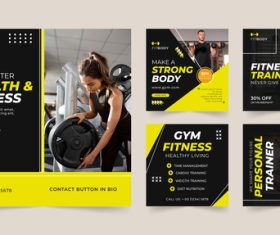 Flat gym templates advertising vector