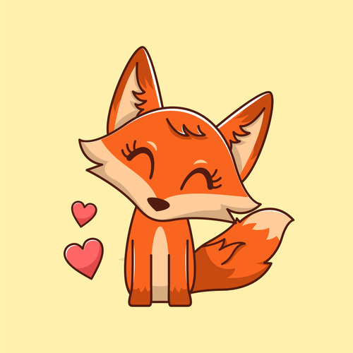 Fox love icon design vector
