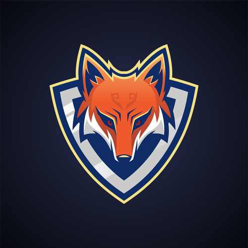 Fox with shield mascot logo vector