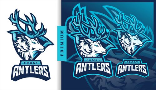 Frost antlers american football gaming mascot logo vecto