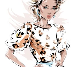 Girl hand drawn vector