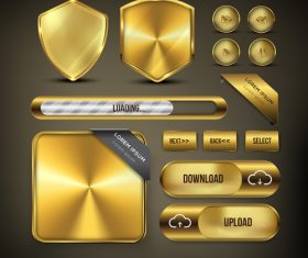 Gold website button design vector