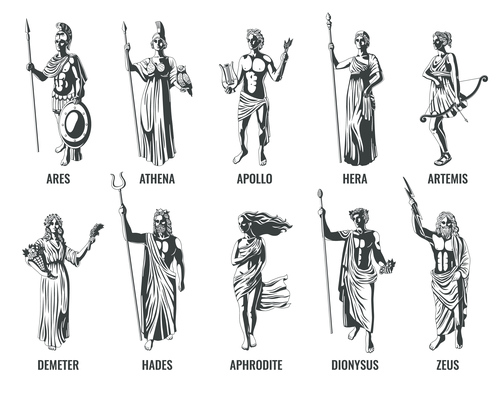 Greek olympian gods set vector
