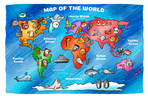 Hand painted world map vector
