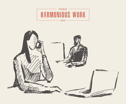 Harmonious office job illustration vector hand painted