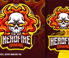Head fire skull gaming mascot logo vector
