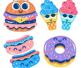 Hot dog and burger sticker vector